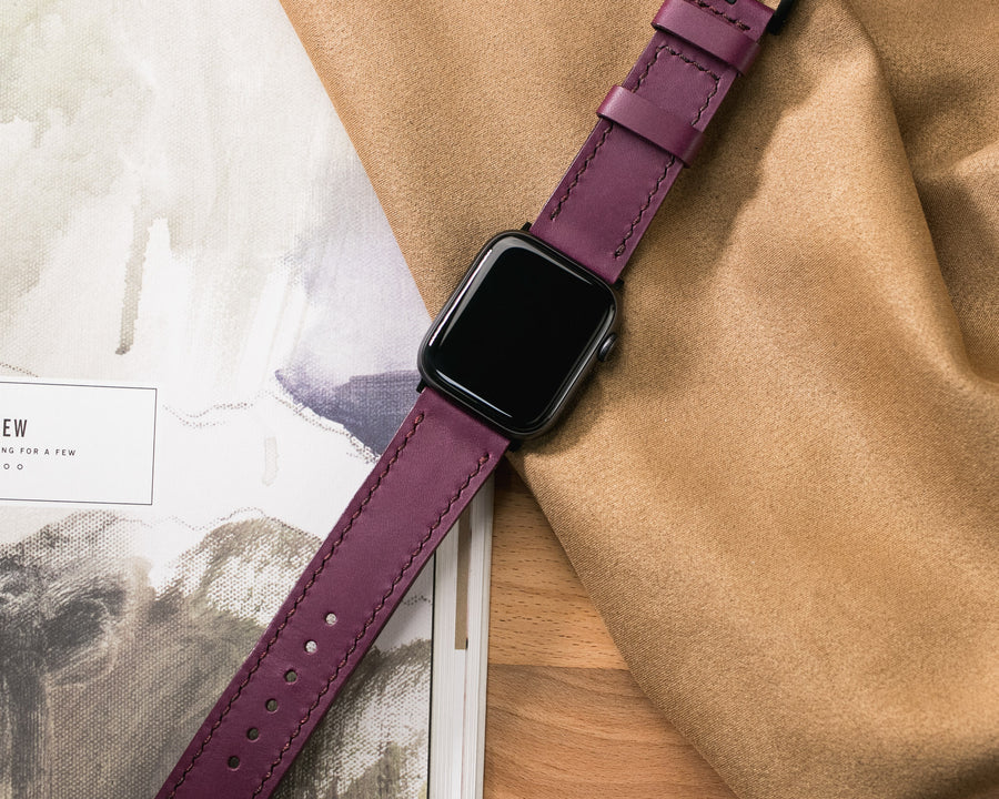 VegTan Leather Apple Watch Strap - Purple