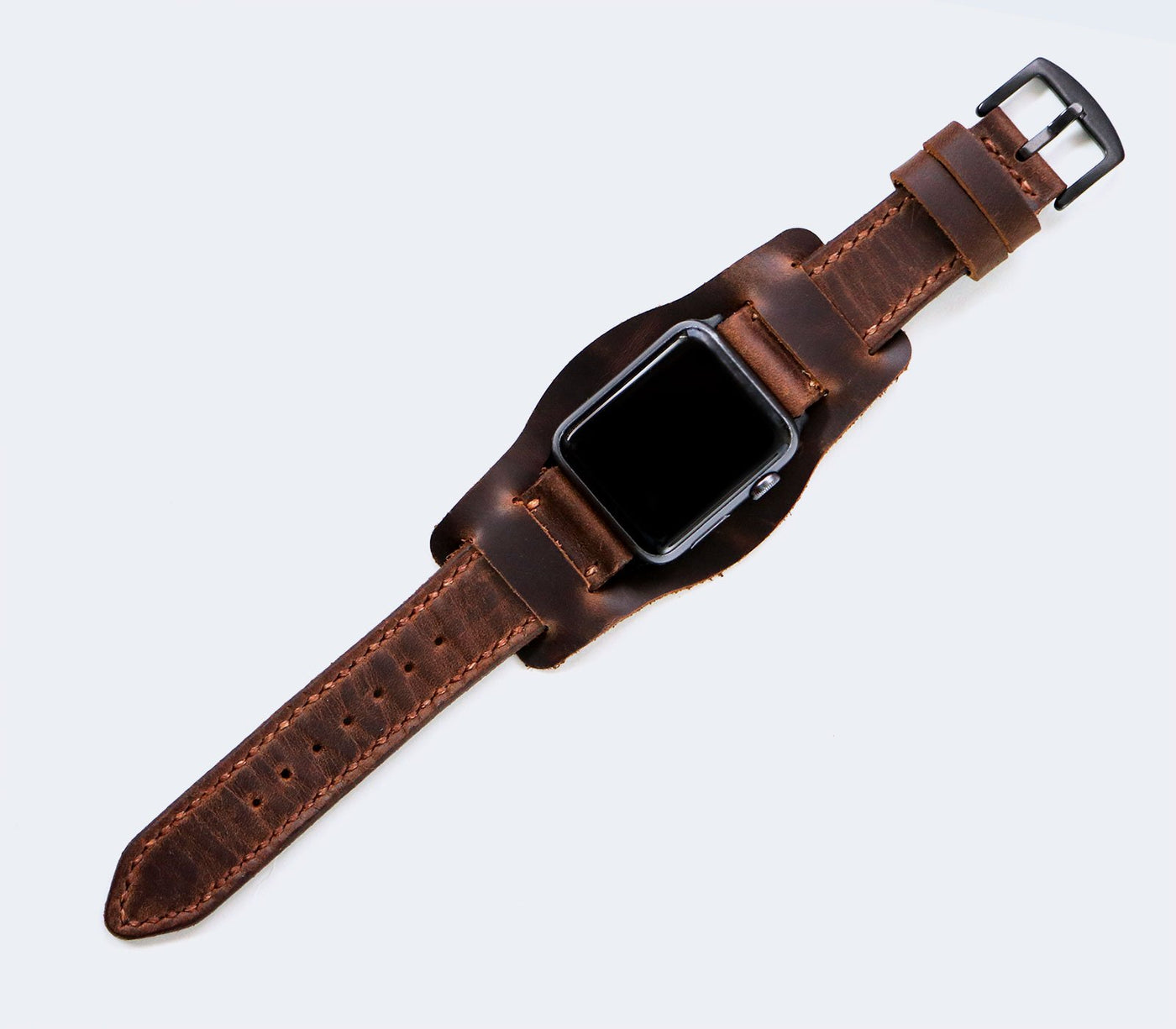 (NEW) Custom Made Apple Watch Bund Strap - Antique Brown
