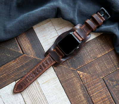 (NEW) Custom Made Apple Watch Bund Strap - Antique Brown