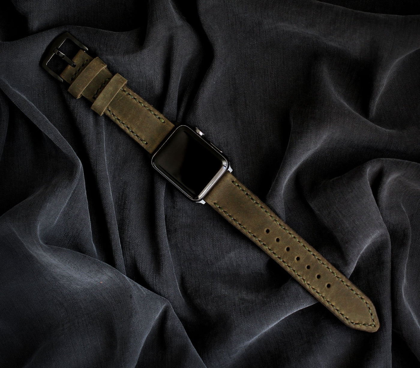 Custom Made Apple Watch Strap - Antique Green